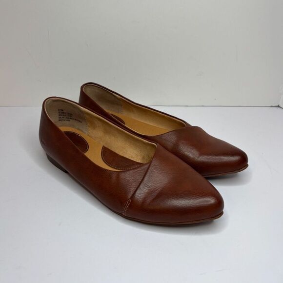 Boc Janella Light Brown Leather Pointed Toe Slip On Flats Comfort Womens - Picture 2 of 12
